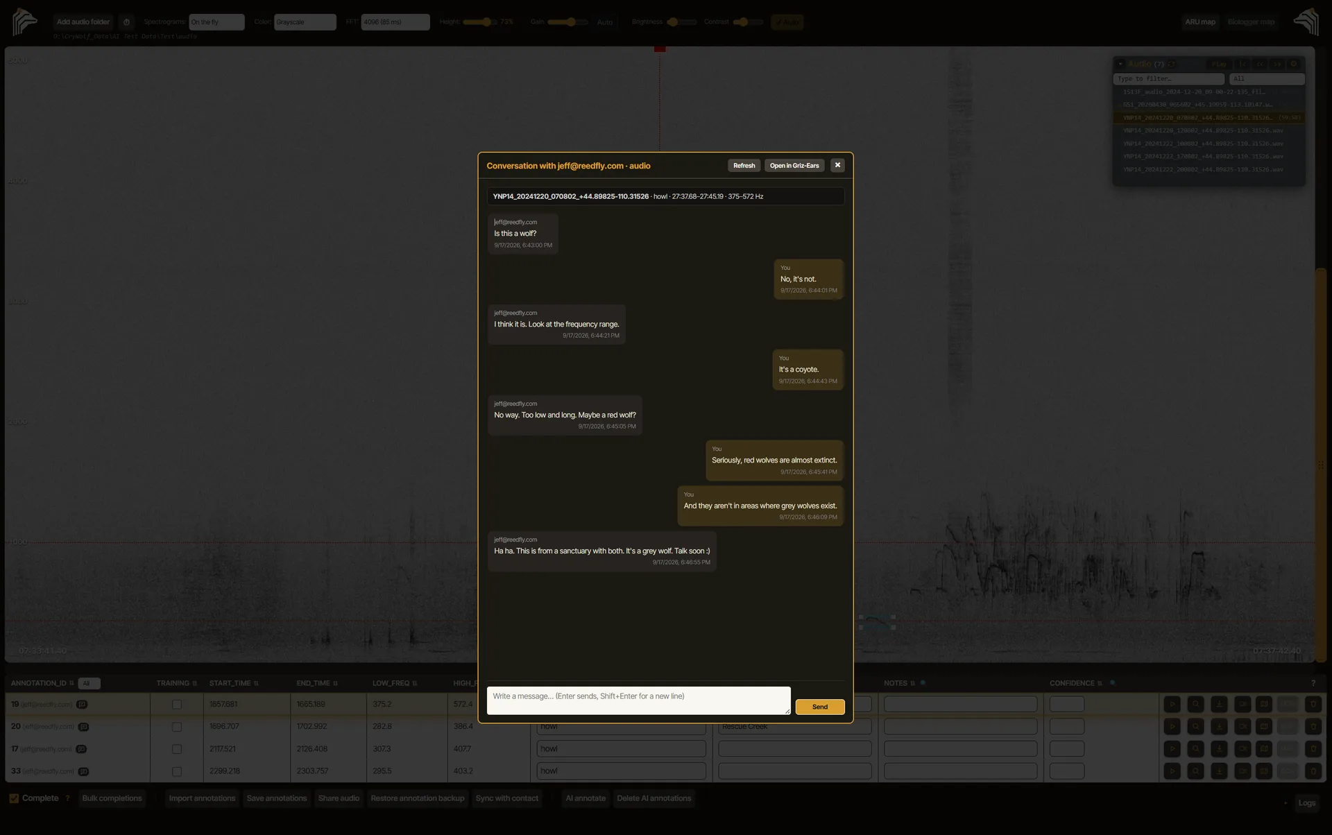 Share audio and annotations with colleagues